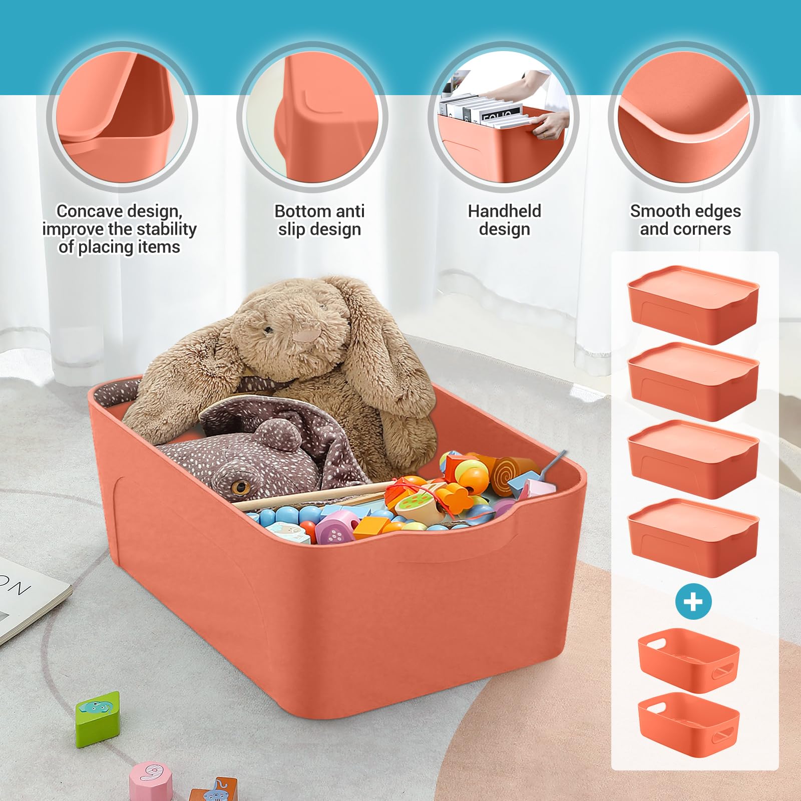 Amazon.com: 10Pack Colorful Storage Bins with Lid and Handle